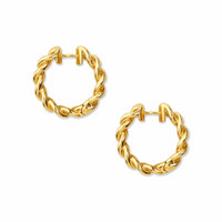 Side shot of chain link hoop earrings