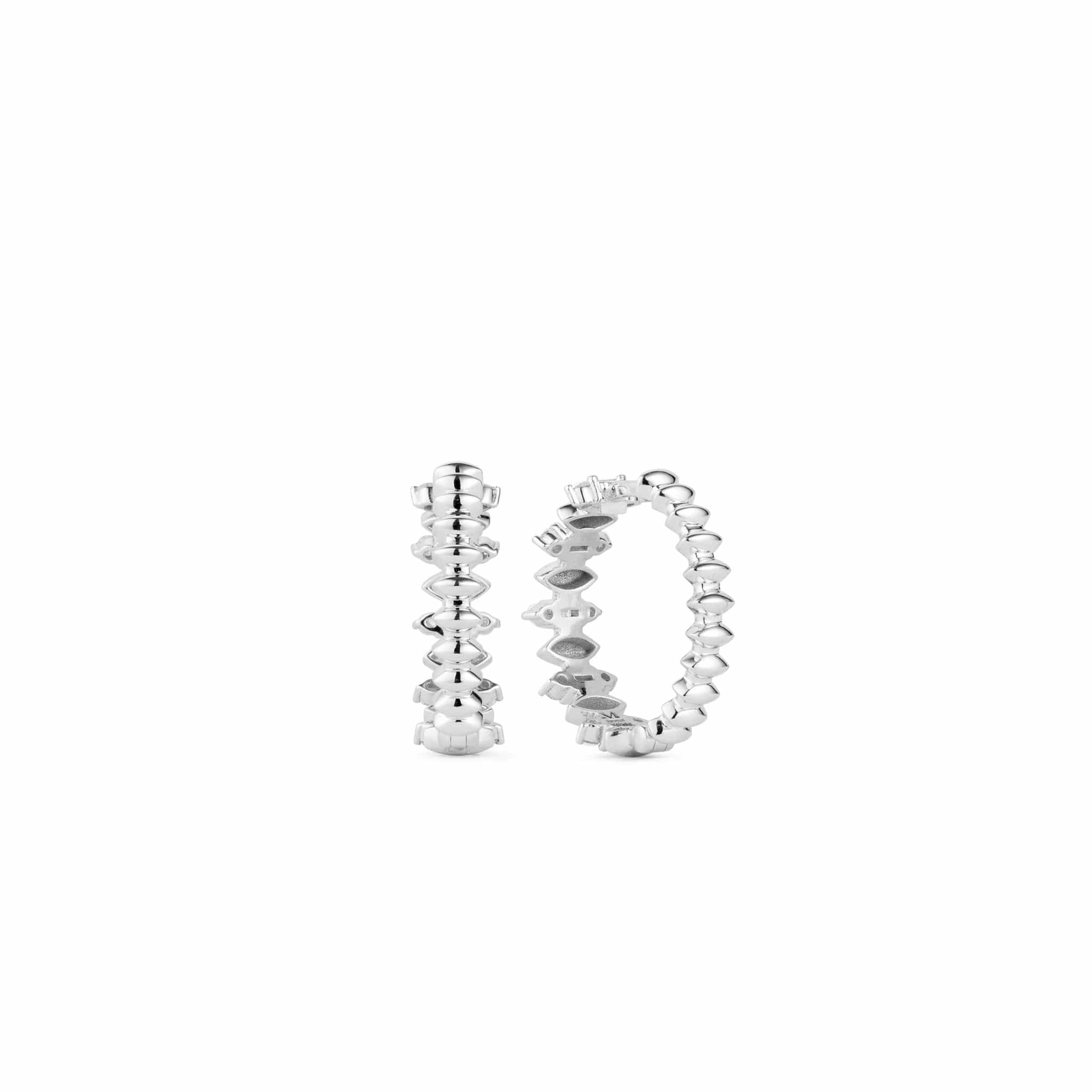 Back shot of diamond hoops in white gold