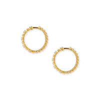 Side shot of diamond hinged hoop earrings