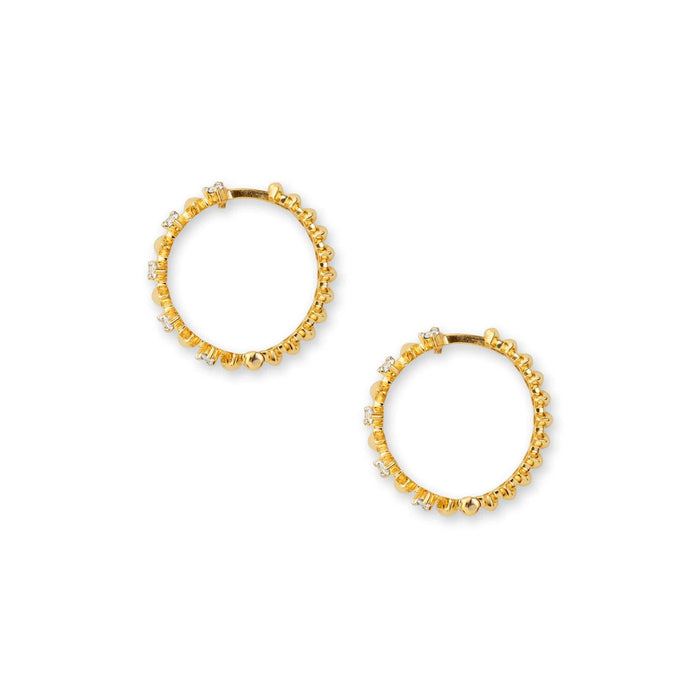 Side shot of diamond hinged hoop earrings