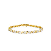 Front view of yellow gold leaf diamond bracelet