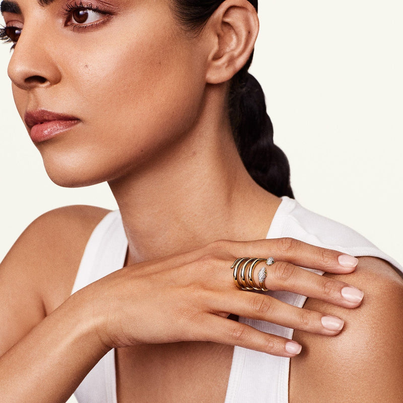 Yilan Diamond Gold Coil Ring