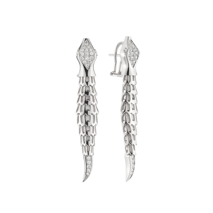 Yilan Diamond Pavé White Agate, White Gold, Earrings