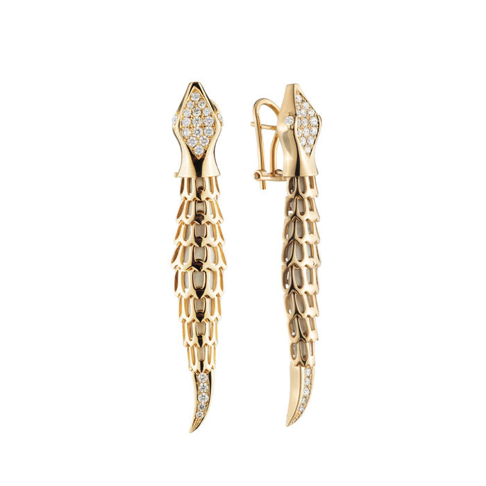Yilan Diamond Pavé White Agate, Yellow Gold, Earrings