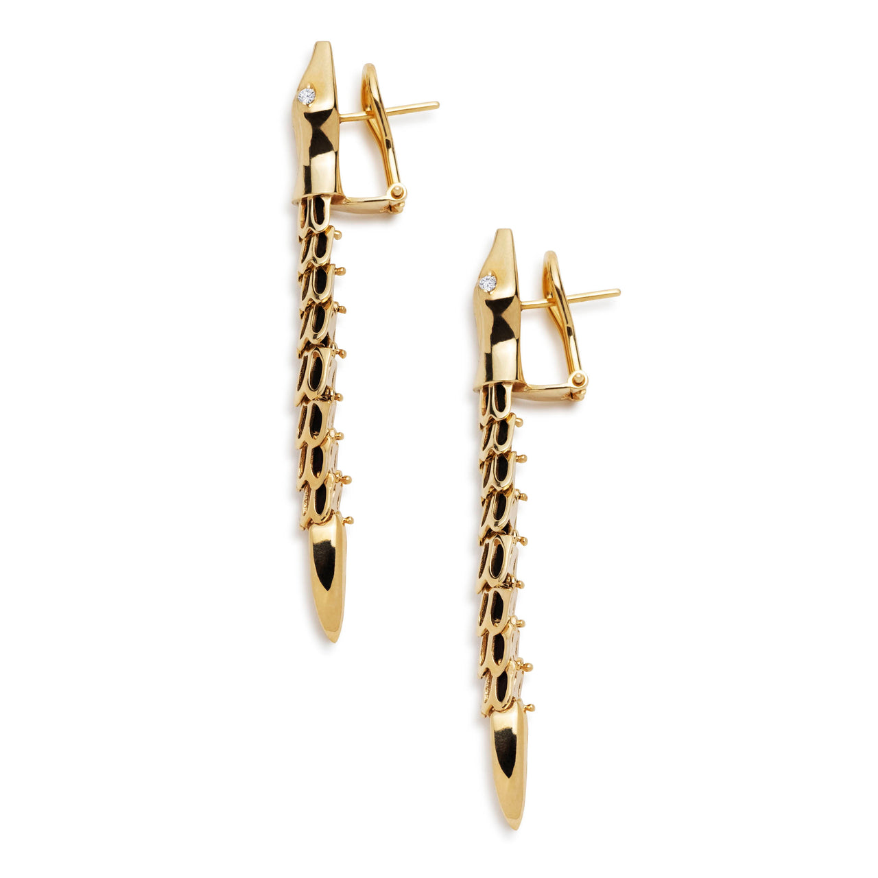 Yilan Diamond Pavé Onyx, Yellow Gold, Earrings