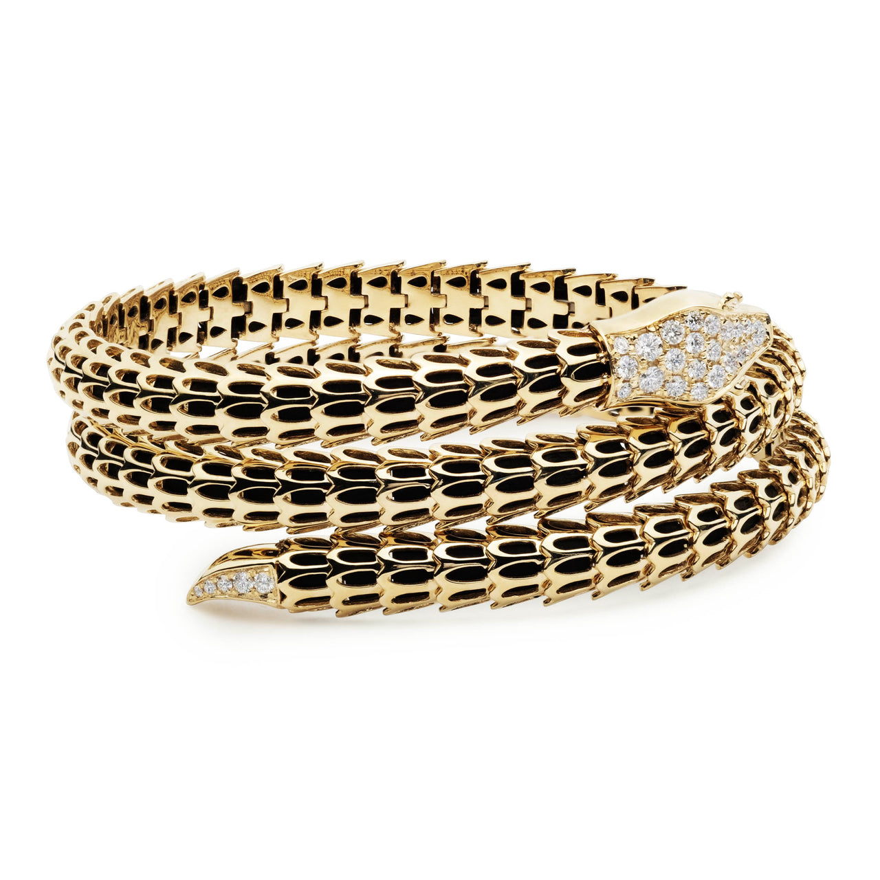 Yilan Diamond Pavé Onyx, Yellow Gold, Wrap Bracelet