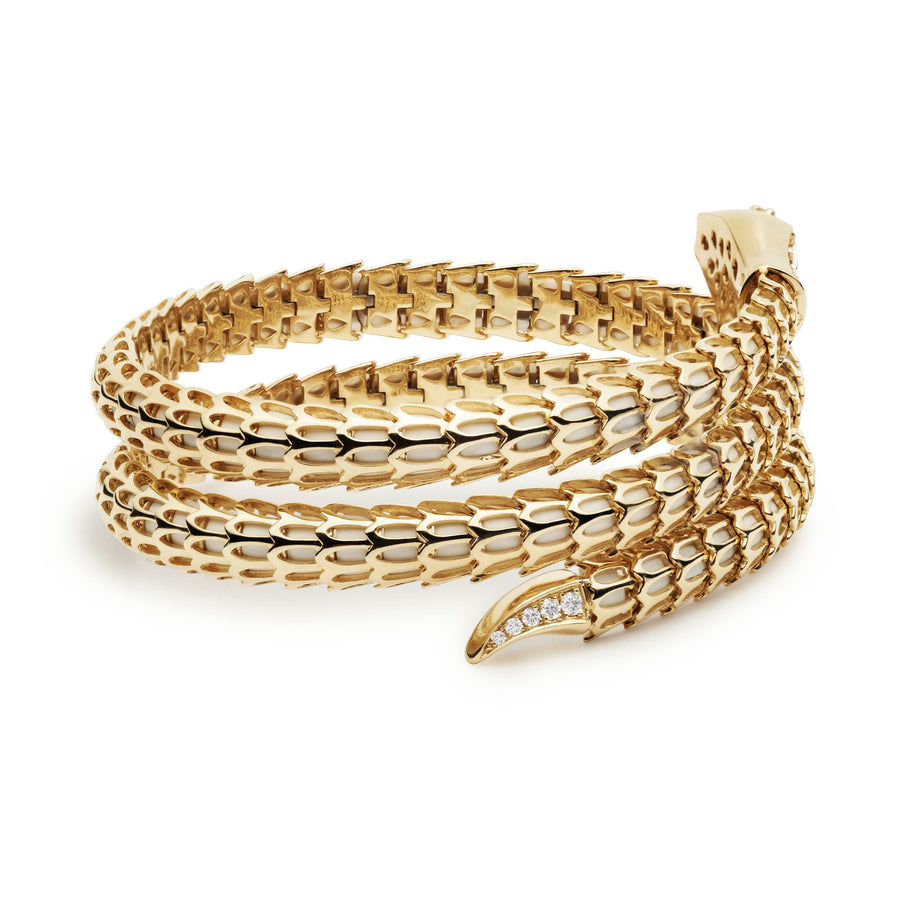 Yilan Diamond Pavé White Agate Gold Wrap Bracelet