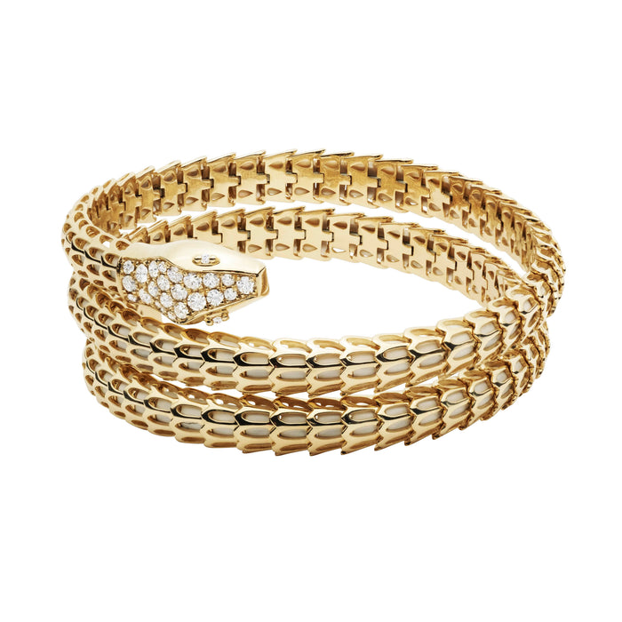 Yilan Diamond Pavé White Agate, Yellow Gold, Wrap Bracelet