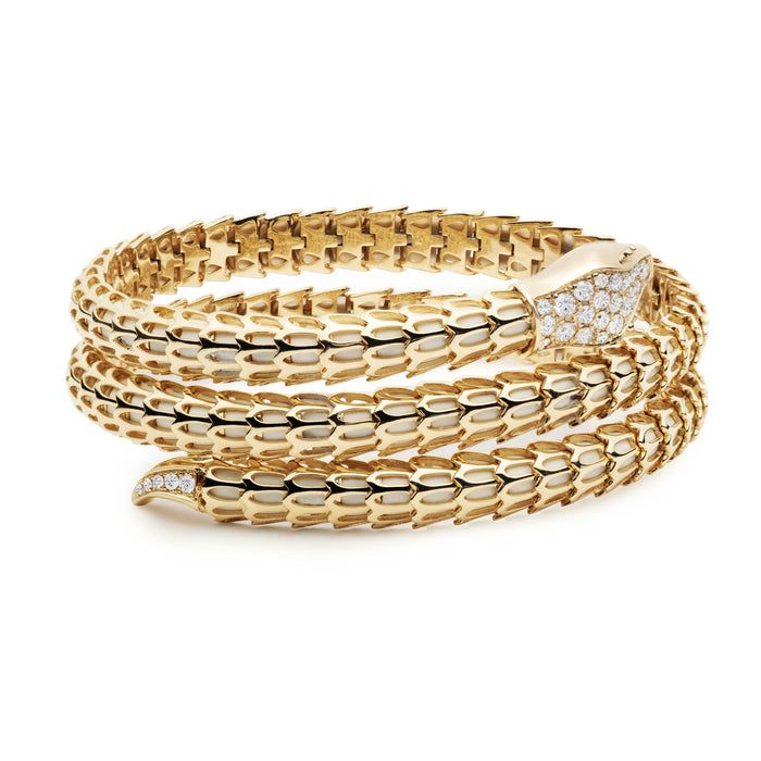 Yilan Diamond Pavé White Agate, Yellow Gold, Wrap Bracelet