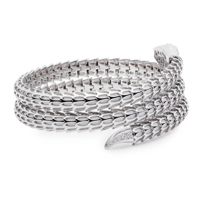 Yilan Diamond Pavé White Agate, White Gold, Wrap Bracelet