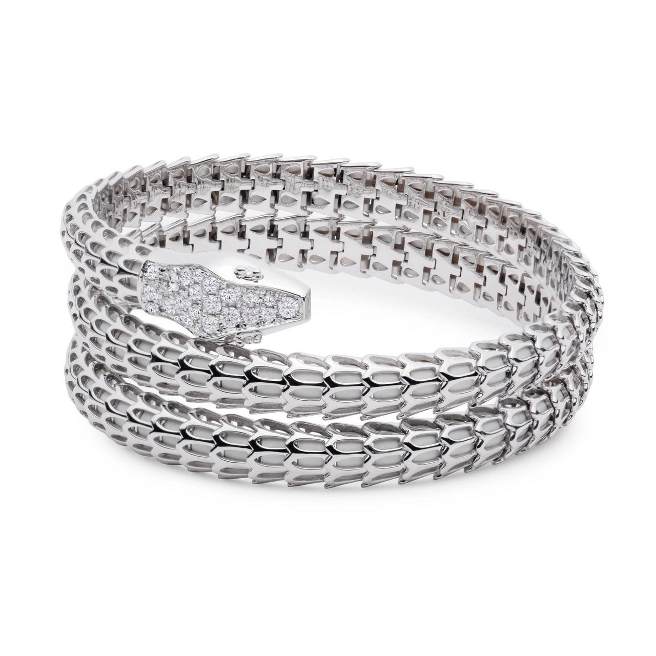 Yilan Diamond Pavé White Agate, White Gold, Wrap Bracelet