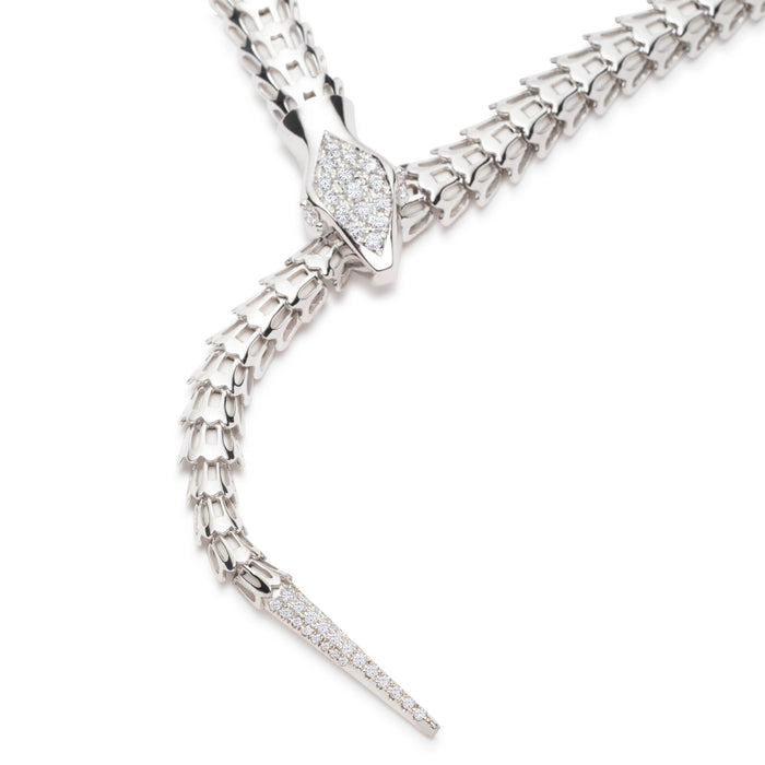 Yilan Diamond Pavé White Agate, White Gold, Wrap Necklace