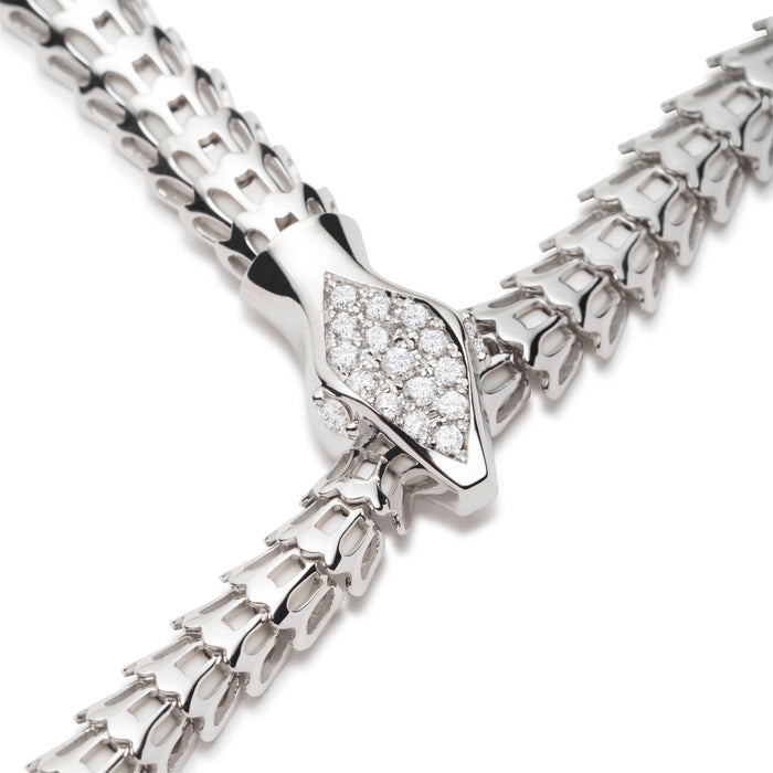 Yilan Diamond Pavé White Agate, White Gold, Wrap Necklace