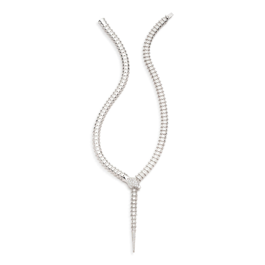 Yilan Diamond Pavé White Agate Gold Wrap Necklace