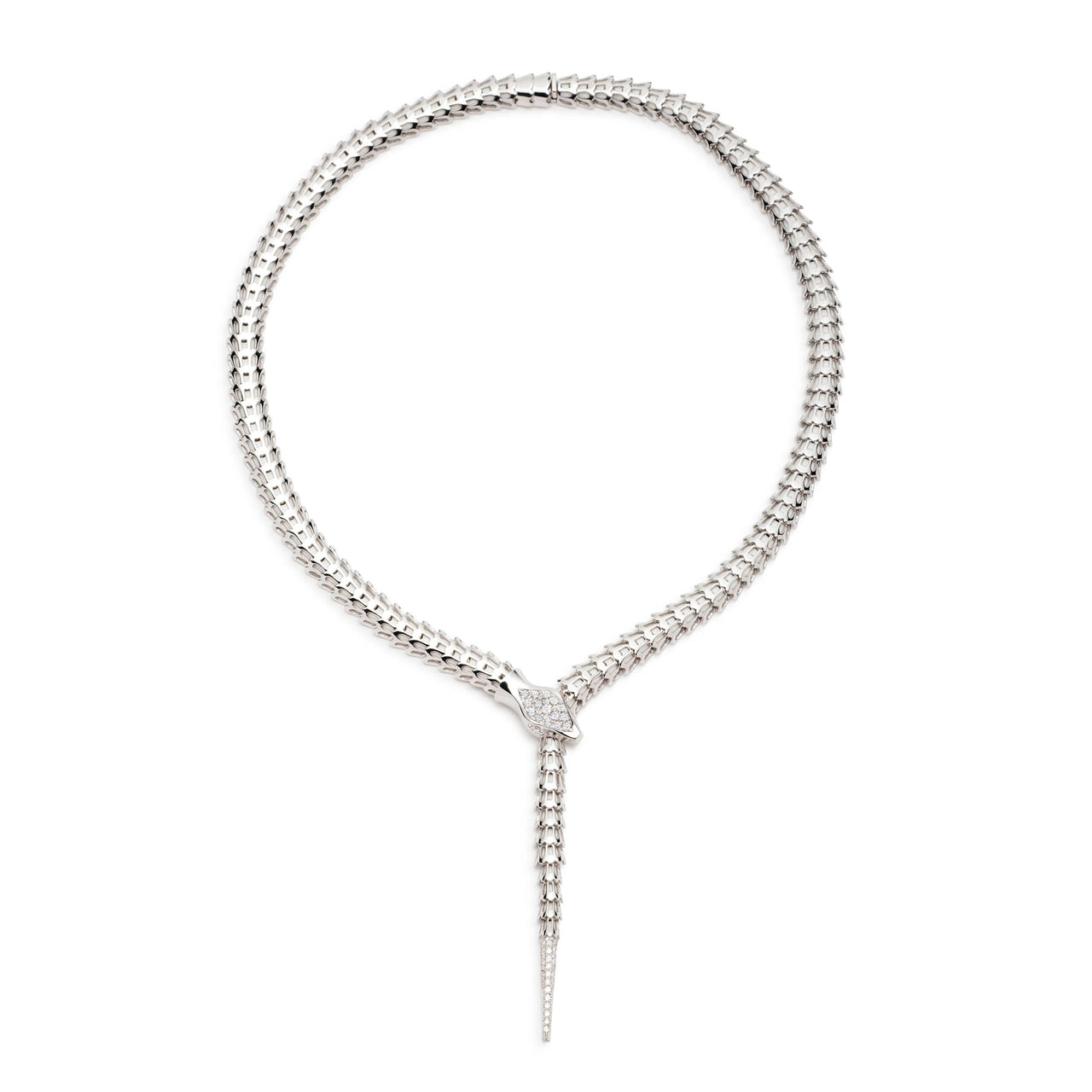 Yilan Diamond Pavé White Agate, White Gold, Wrap Necklace