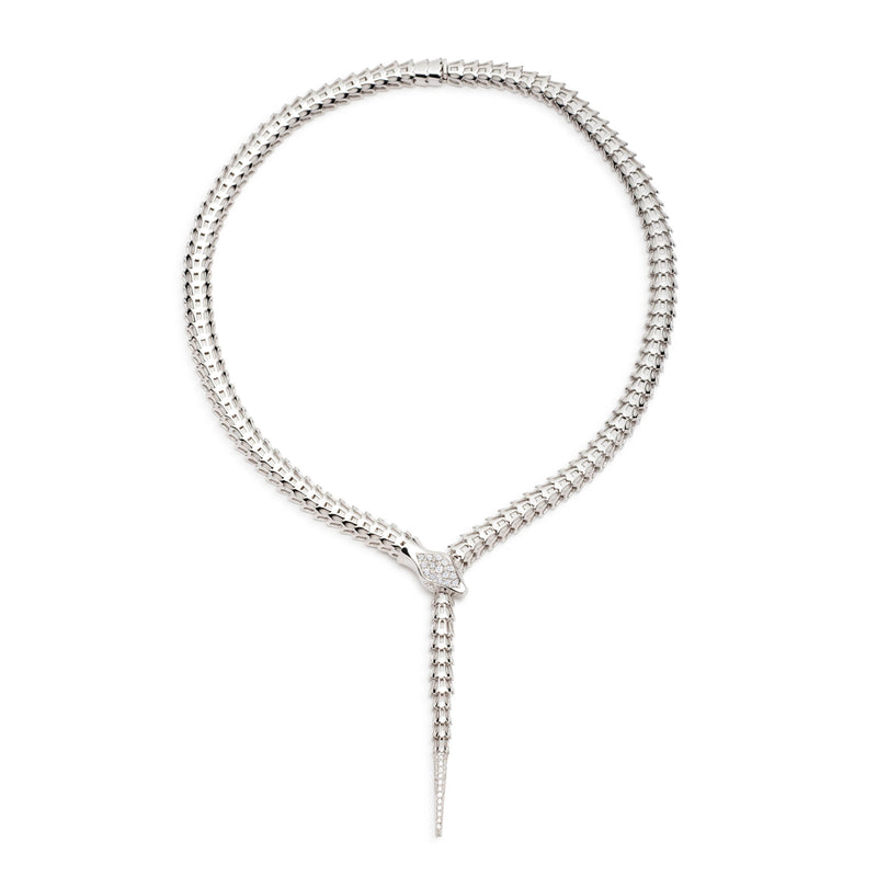 Yilan Diamond Pavé White Agate Gold Wrap Necklace