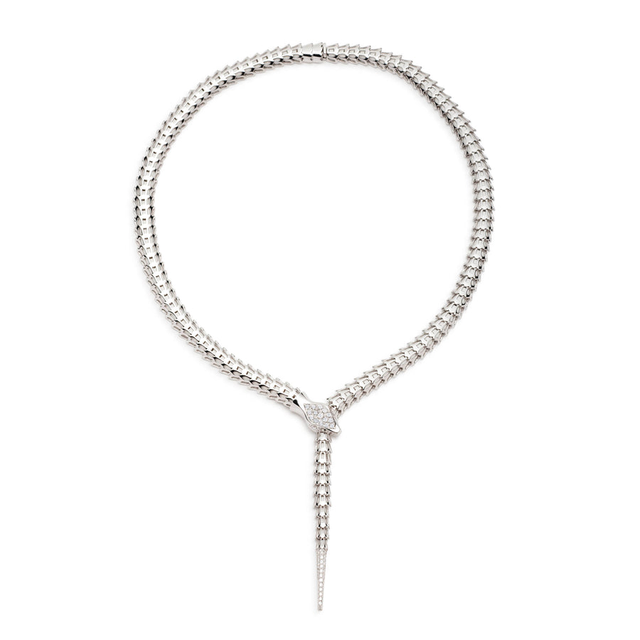 Yilan Diamond Pavé White Agate Gold Wrap Necklace