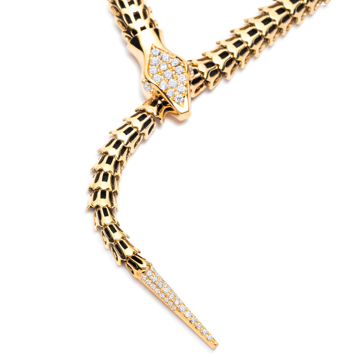 Yilan Diamond Pavé Onyx, Yellow Gold, Wrap Necklace