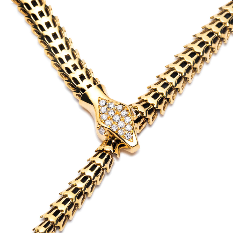 Yilan Diamond Pavé Onyx Gold Wrap Necklace