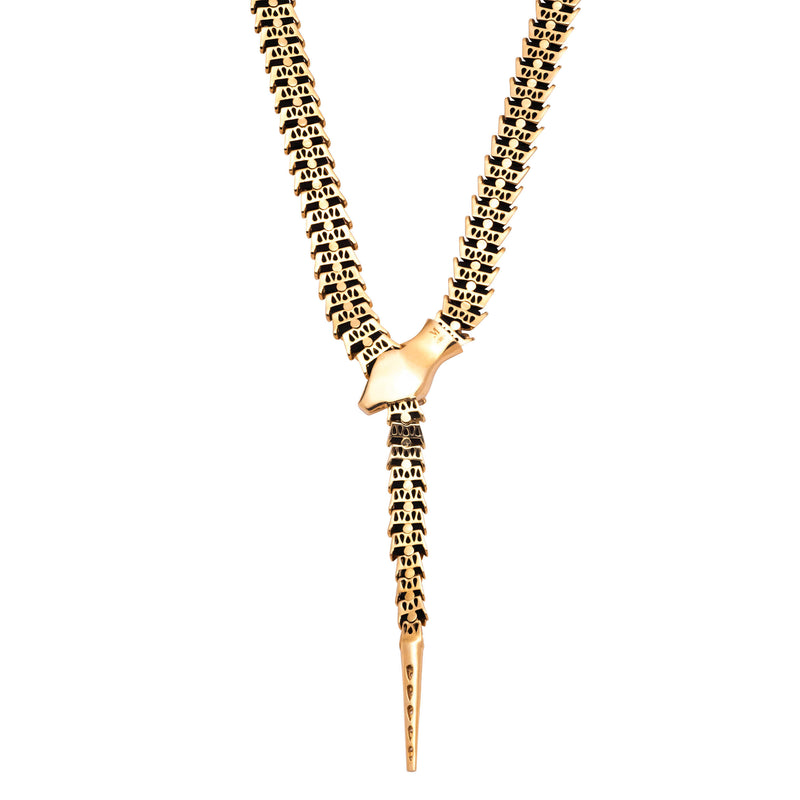 Yilan Diamond Pavé Onyx Gold Wrap Necklace