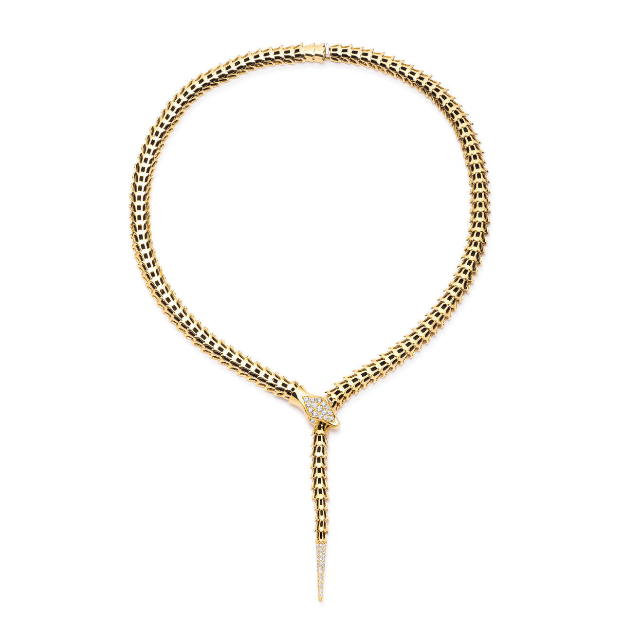 Yilan Diamond Pavé Onyx, Yellow Gold, Wrap Necklace