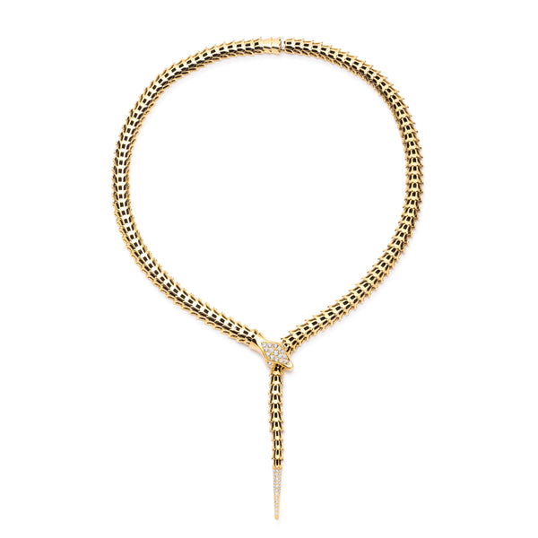 Yilan Diamond Pavé Onyx Gold Wrap Necklace
