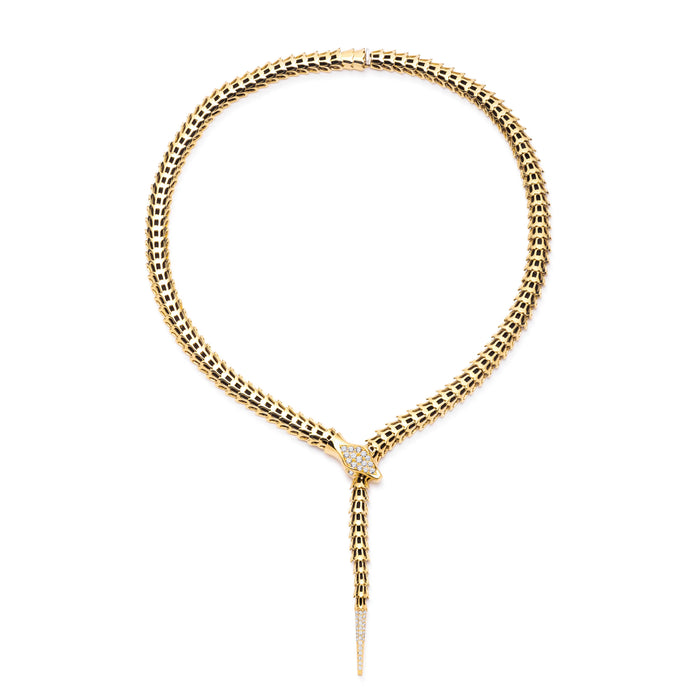 Yilan Diamond Pavé Onyx, Yellow Gold, Wrap Necklace