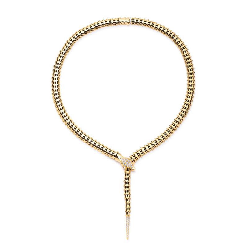 Yilan Diamond Pavé Onyx Gold Wrap Necklace