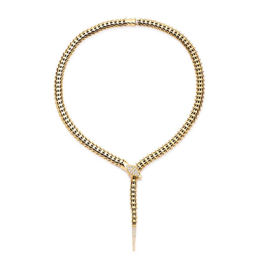 Yilan Diamond Pavé Onyx Gold Wrap Necklace