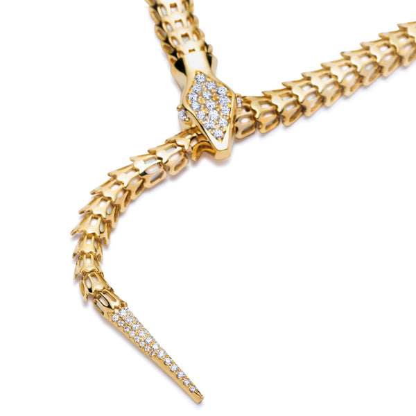 Yilan Diamond Pavé White Agate Gold Wrap Necklace