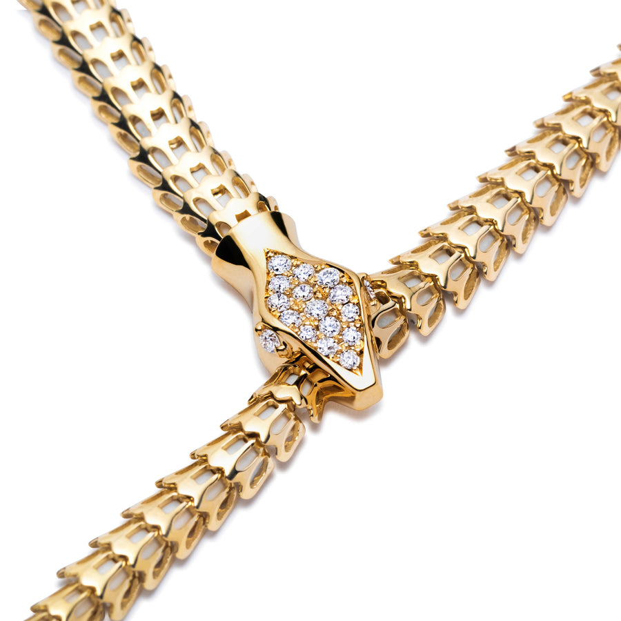 Yilan Diamond Pavé White Agate Gold Wrap Necklace