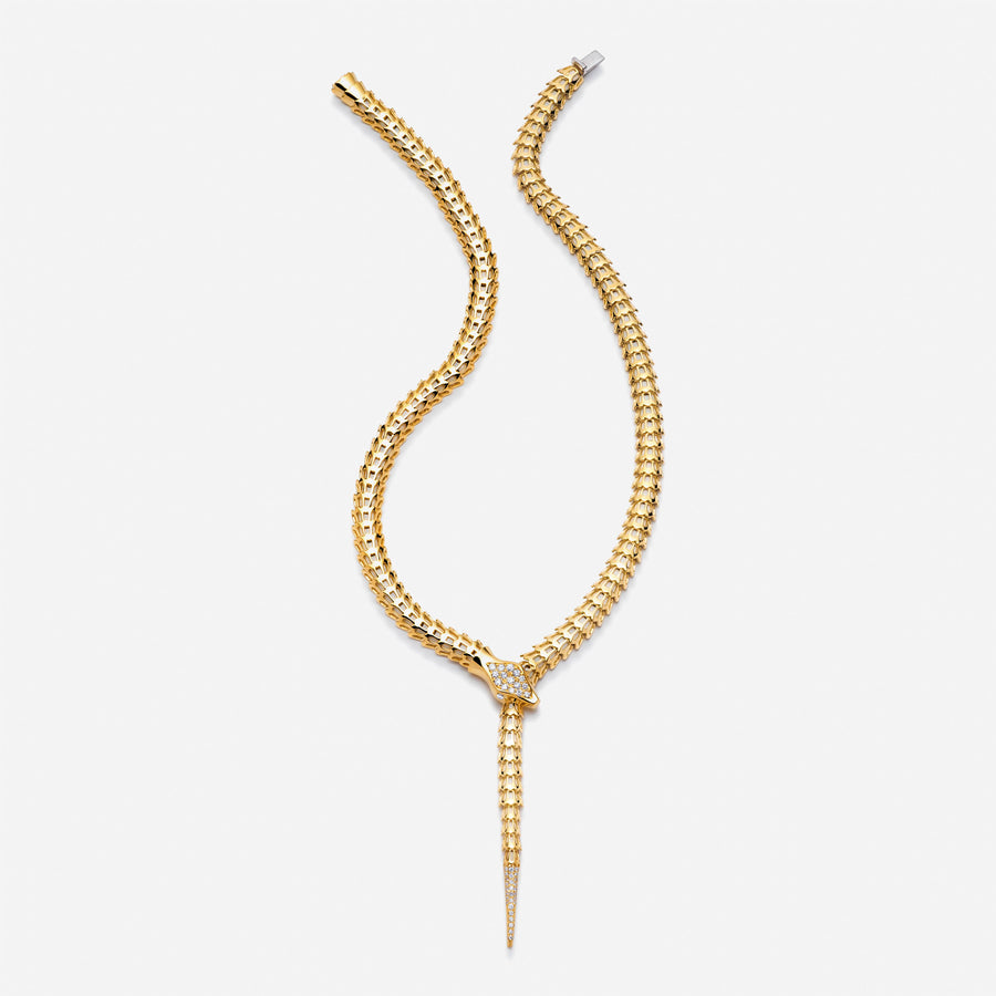 Yilan Diamond Pavé White Agate Gold Wrap Necklace