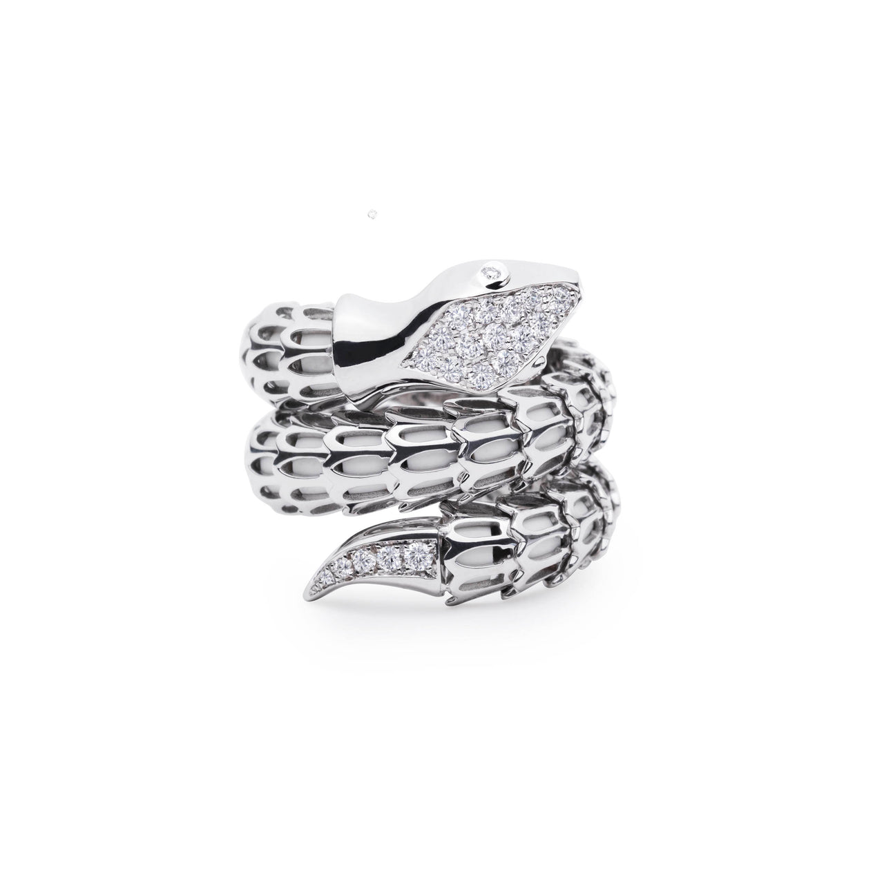 Yilan Diamond Pavé White Agate, White Gold, Wrap Ring
