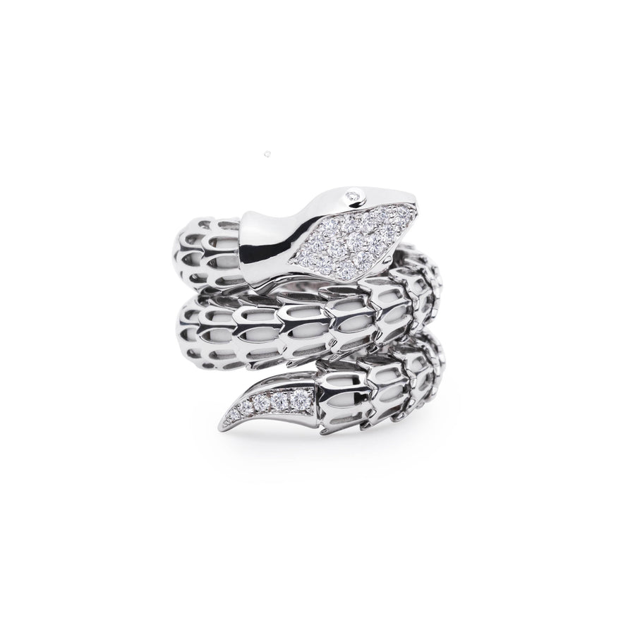 Yilan Diamond Pavé White Agate Gold Wrap Ring
