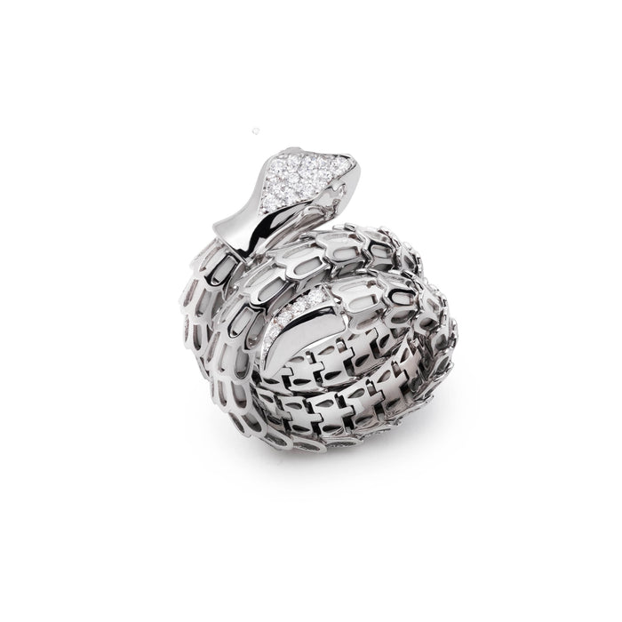 Yilan Diamond Pavé White Agate, White Gold, Wrap Ring