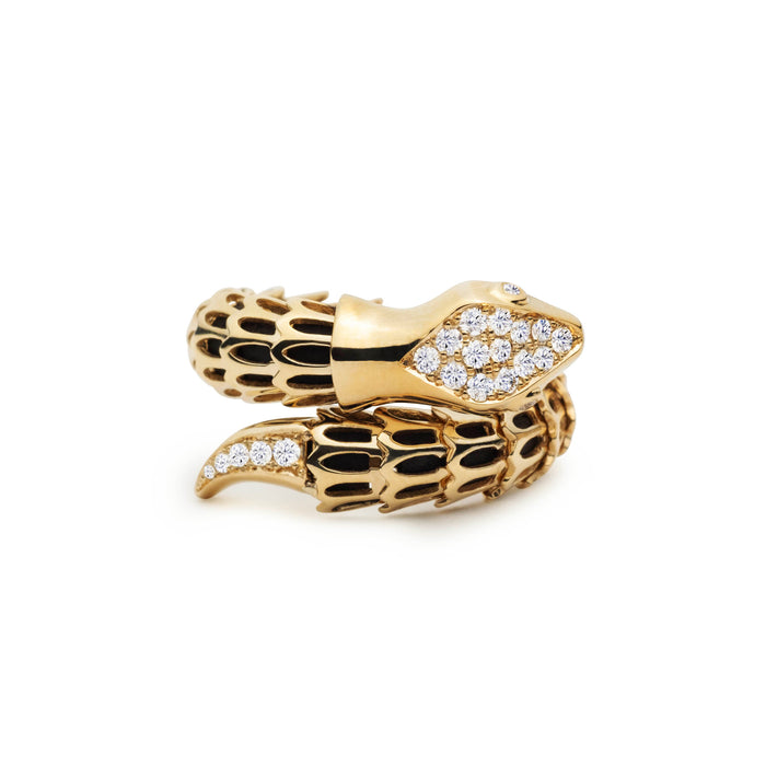 Yilan Diamond Pavé Onyx Single Wrap Ring