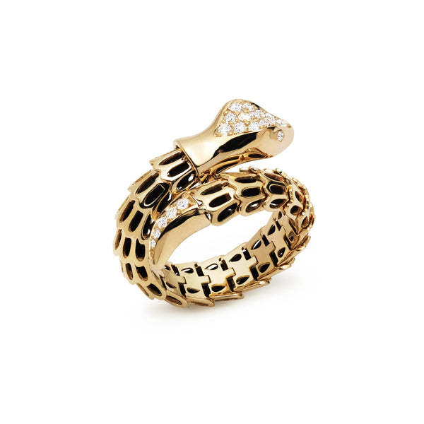 Yilan Diamond Pavé Onyx Single Gold Wrap Ring