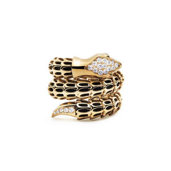 Yilan Diamond Pavé Onyx Gold Wrap Ring