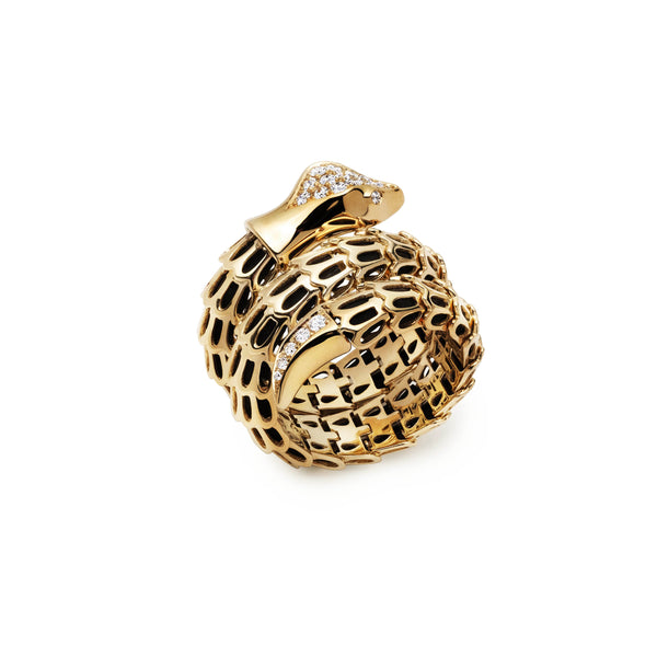 Yilan Diamond Pavé Onyx Gold Wrap Ring