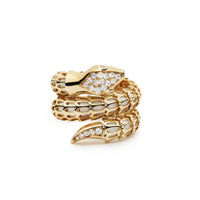 Yilan Diamond Pavé White Agate, Yellow Gold, Wrap Ring