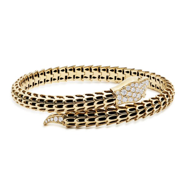 Yilan Diamond Pavé Onyx Single Gold Wrap Bracelet
