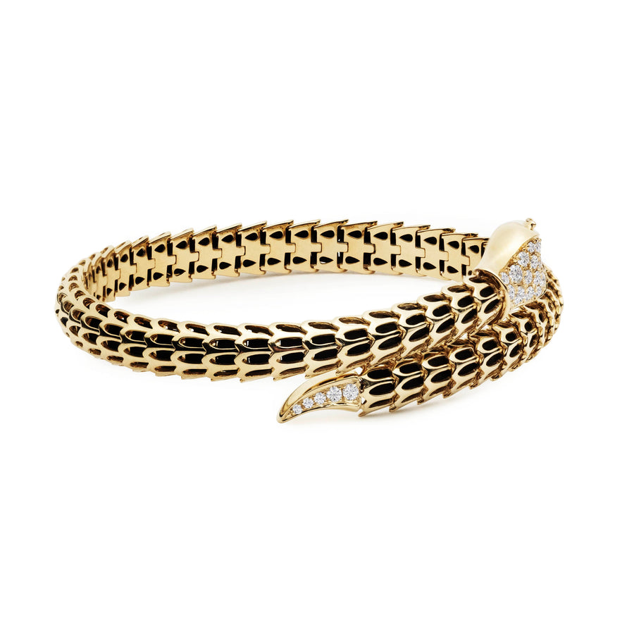 Yilan Diamond Pavé Onyx Single Gold Wrap Bracelet