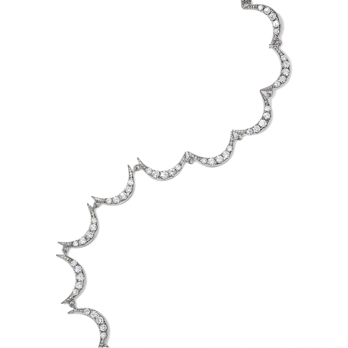Crescent Diamond Bracelet, White Gold