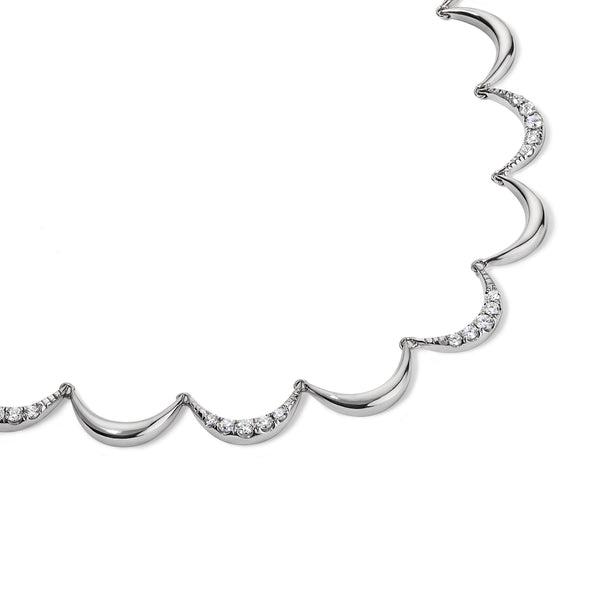 Crescent Gold Diamond Collar Necklace