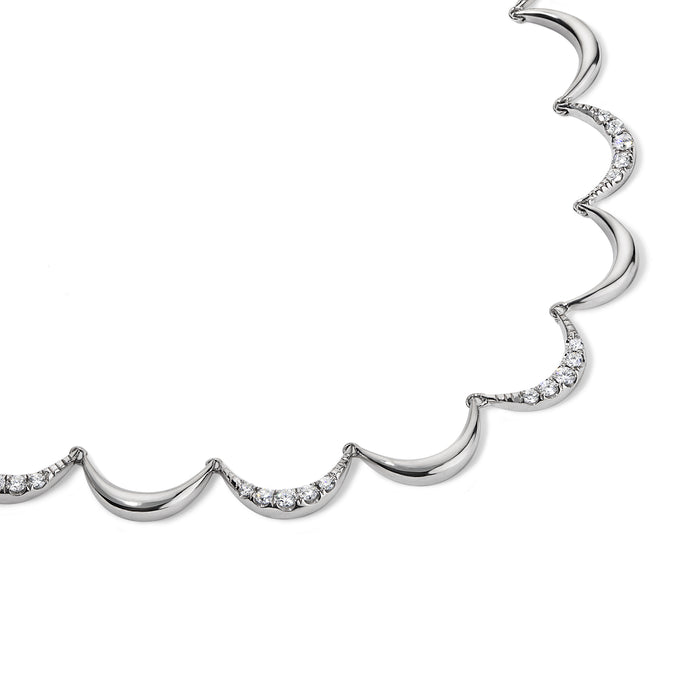 Crescent Diamond Collar Necklace, White Gold