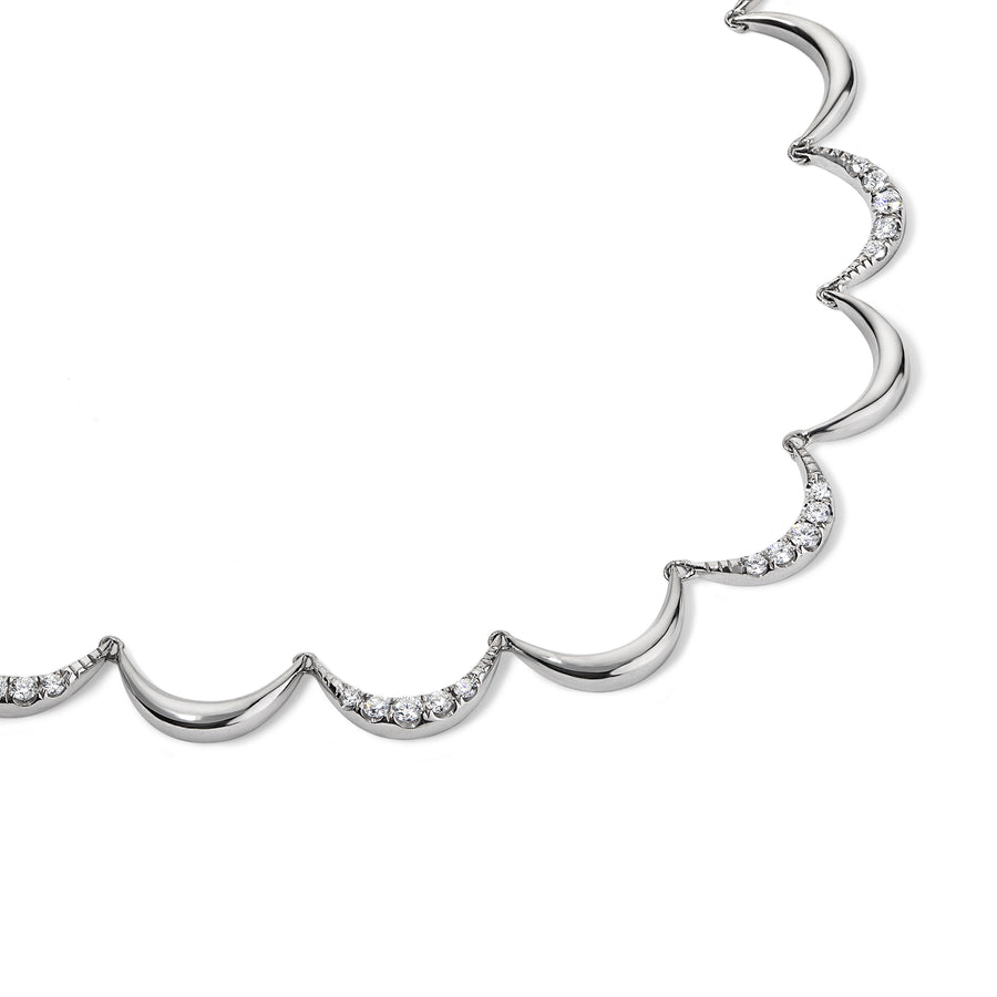 Crescent Gold Diamond Collar Necklace