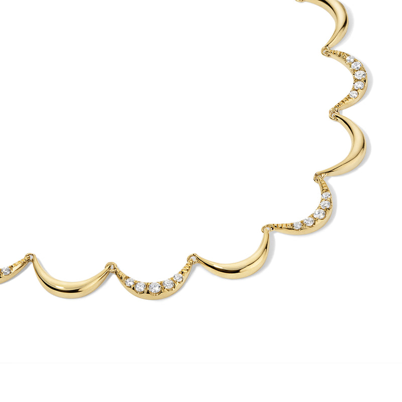 Crescent Gold Diamond Collar Necklace