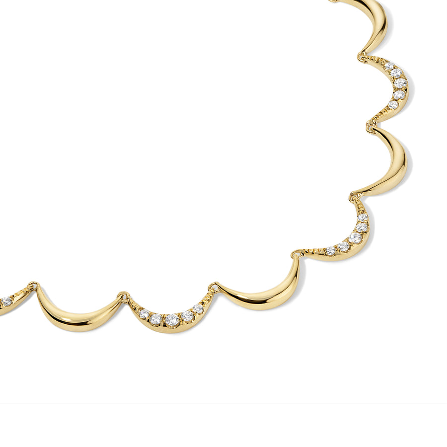 Crescent Gold Diamond Collar Necklace