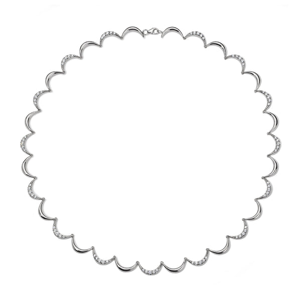 Crescent Gold Diamond Collar Necklace