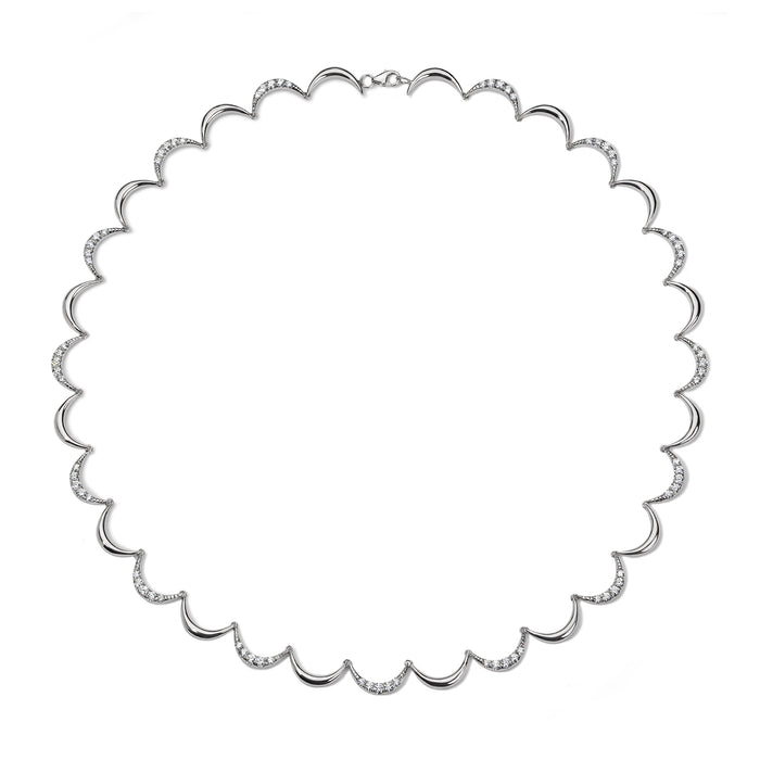 Crescent Diamond Collar Necklace, White Gold